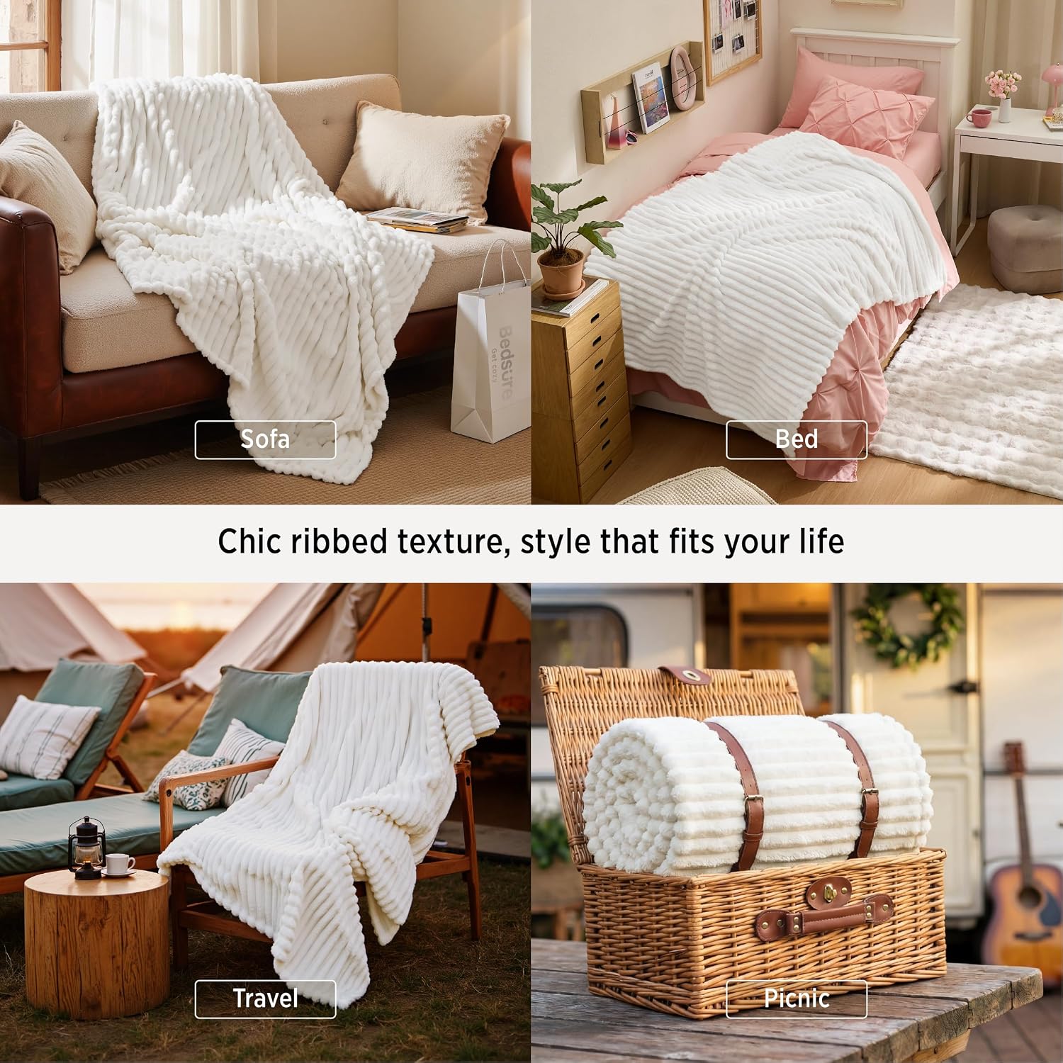 Bedsure GentleSoft White Throw Blanket