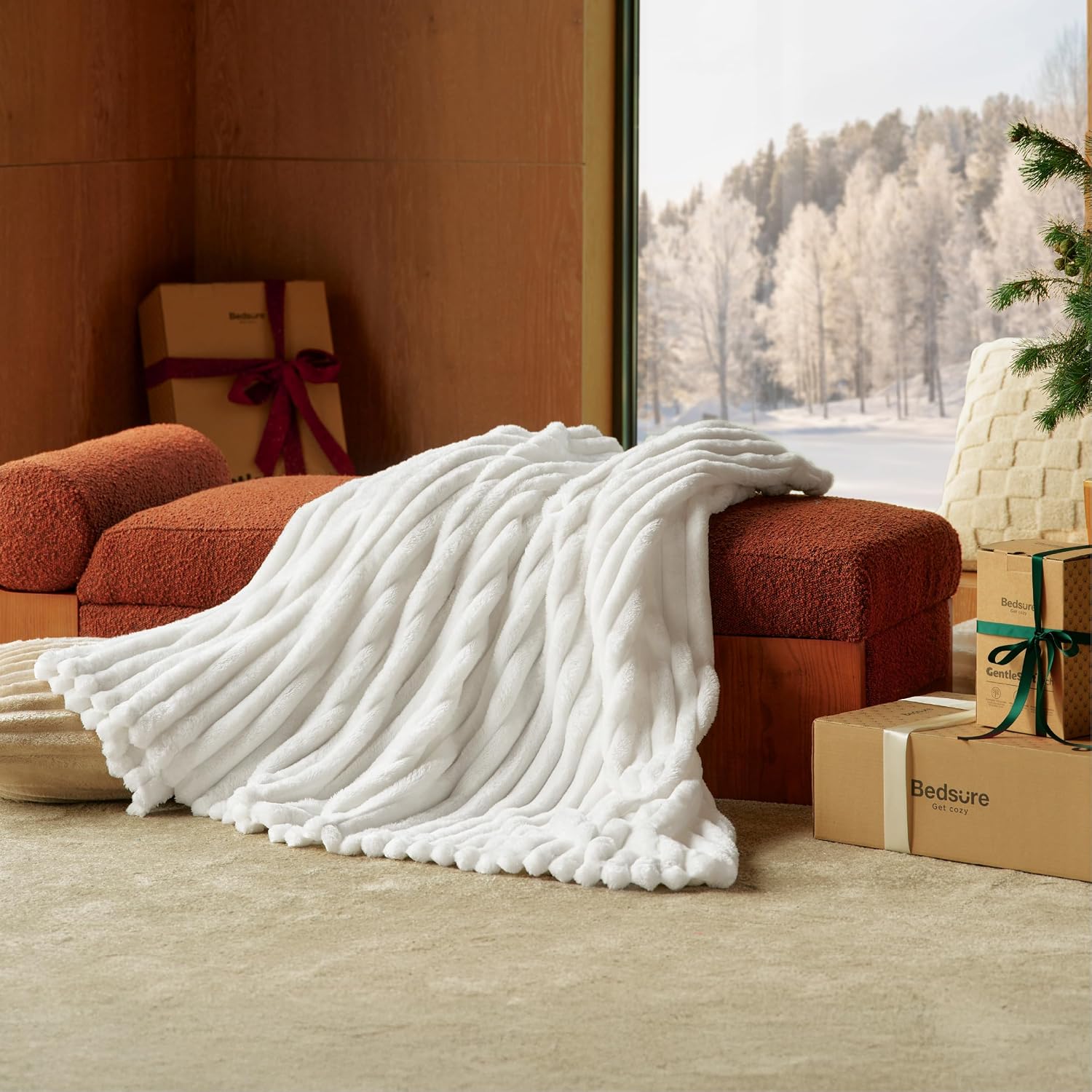 Bedsure GentleSoft White Throw Blanket
