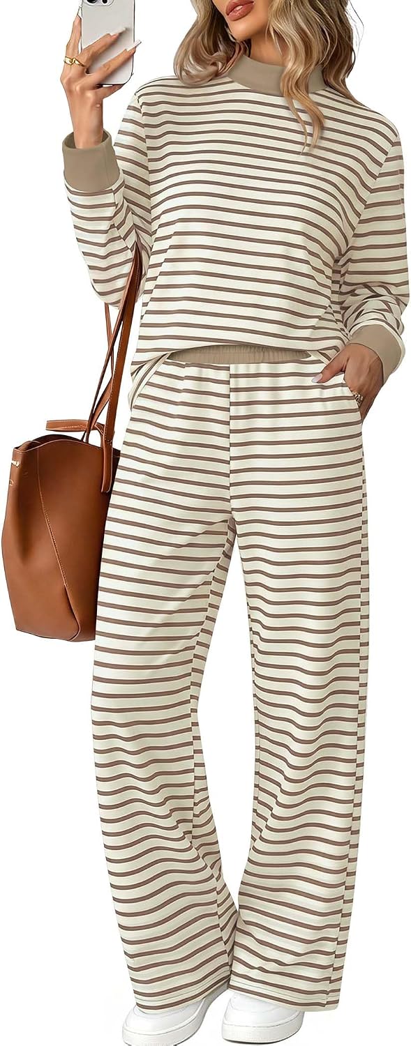 Sampeel Two Piece Sets for Women Color Block Matching Set Cozy Loungewear