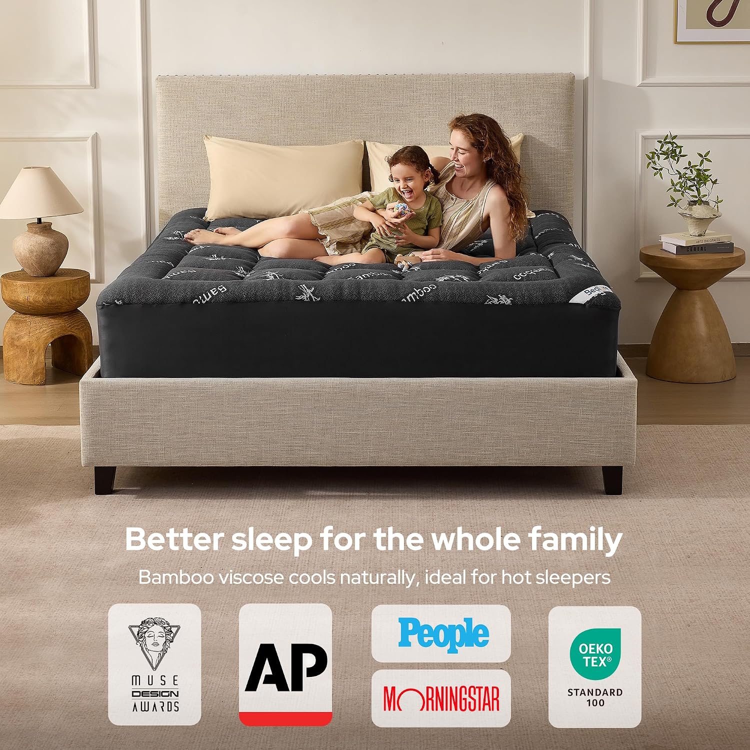 BEDLORE Queen Mattress Topper, Thick Soft Pillow Top Bed Topper - Image 2