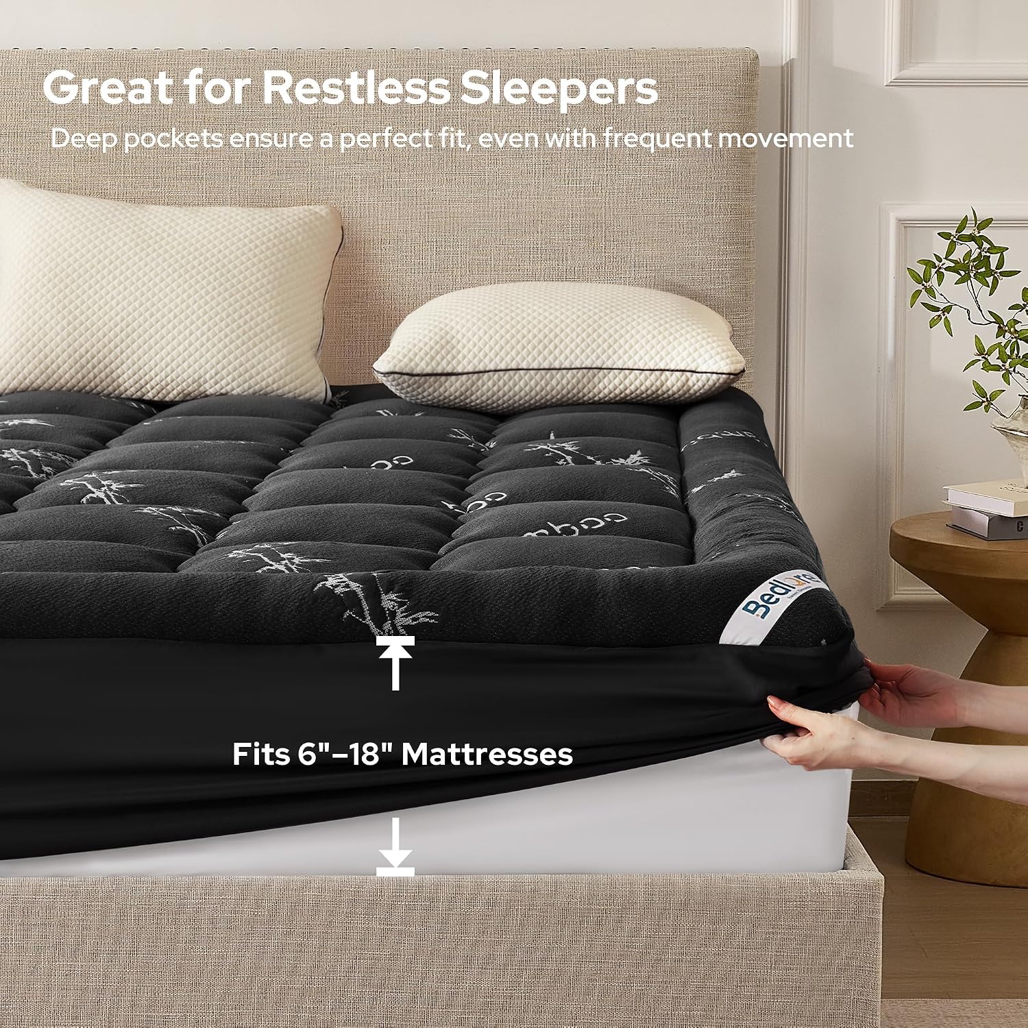 BEDLORE Queen Mattress Topper, Thick Soft Pillow Top Bed Topper - Image 6