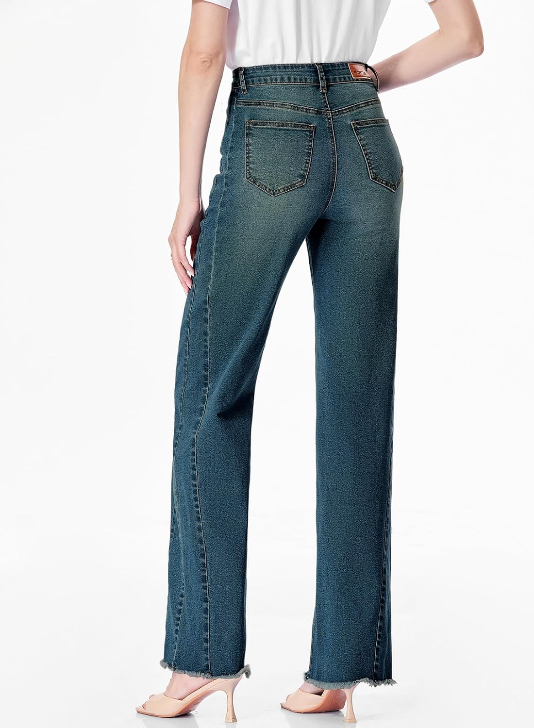 Sidefeel Women's Wide Leg Jeans High Waisted Stretchy Denim Pants - Image 2
