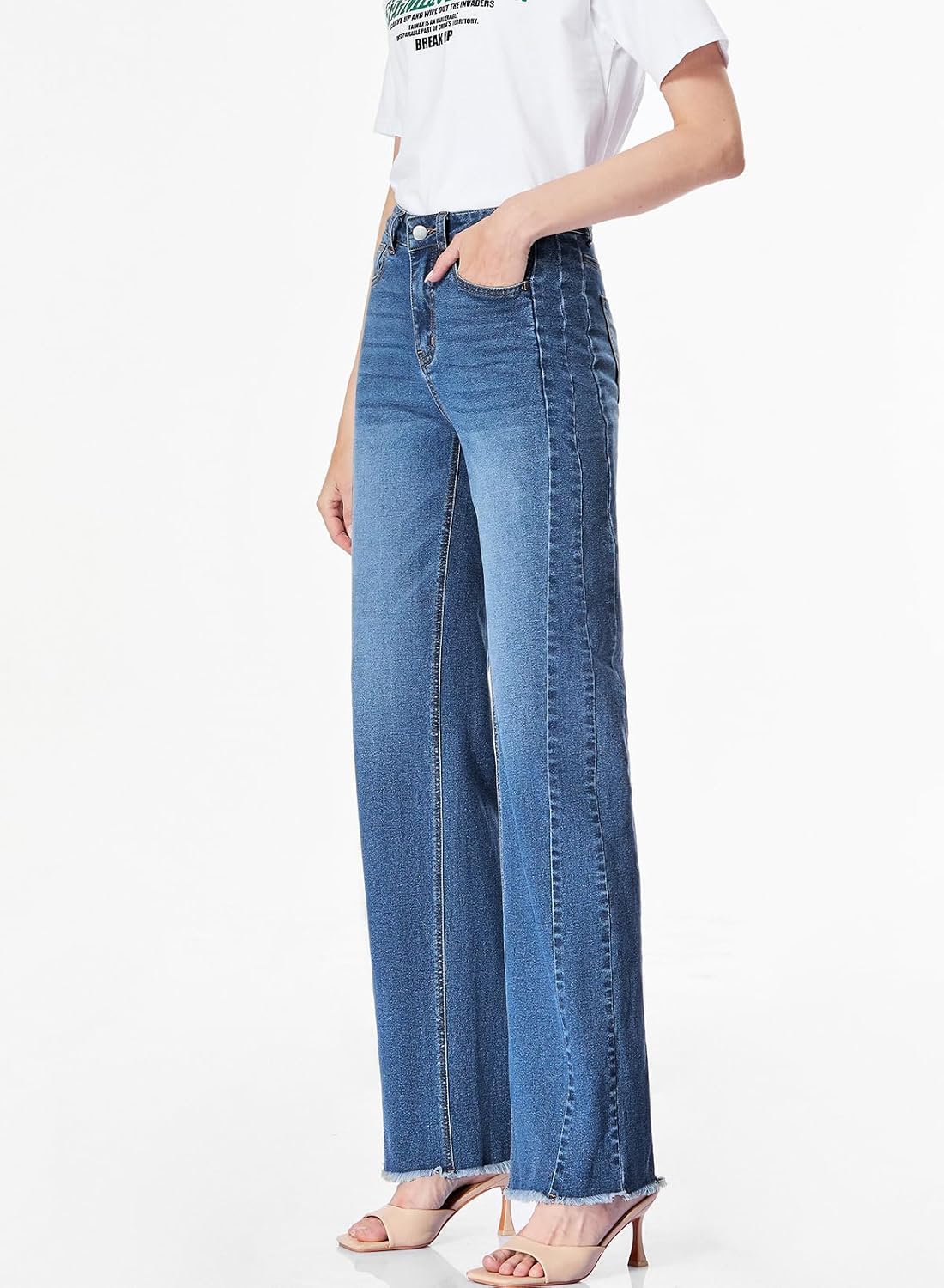 Sidefeel Women's Wide Leg Jeans High Waisted Stretchy Denim Pants - Image 7