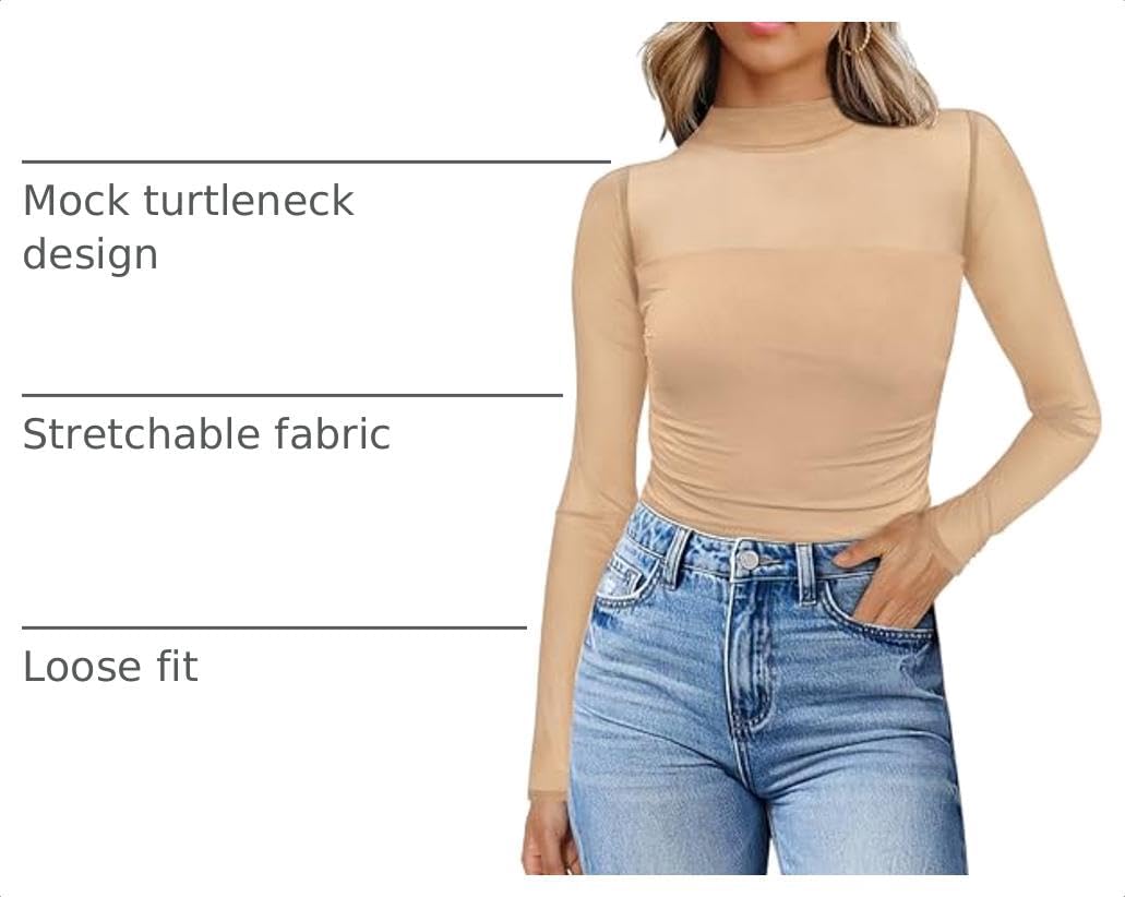 Womens Sexy Mesh Long Sleeve