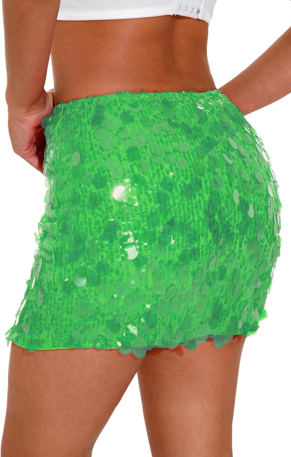 Women's Sequin Mini Skirt Sparkly Skort with Shorts Underneath - Image 3