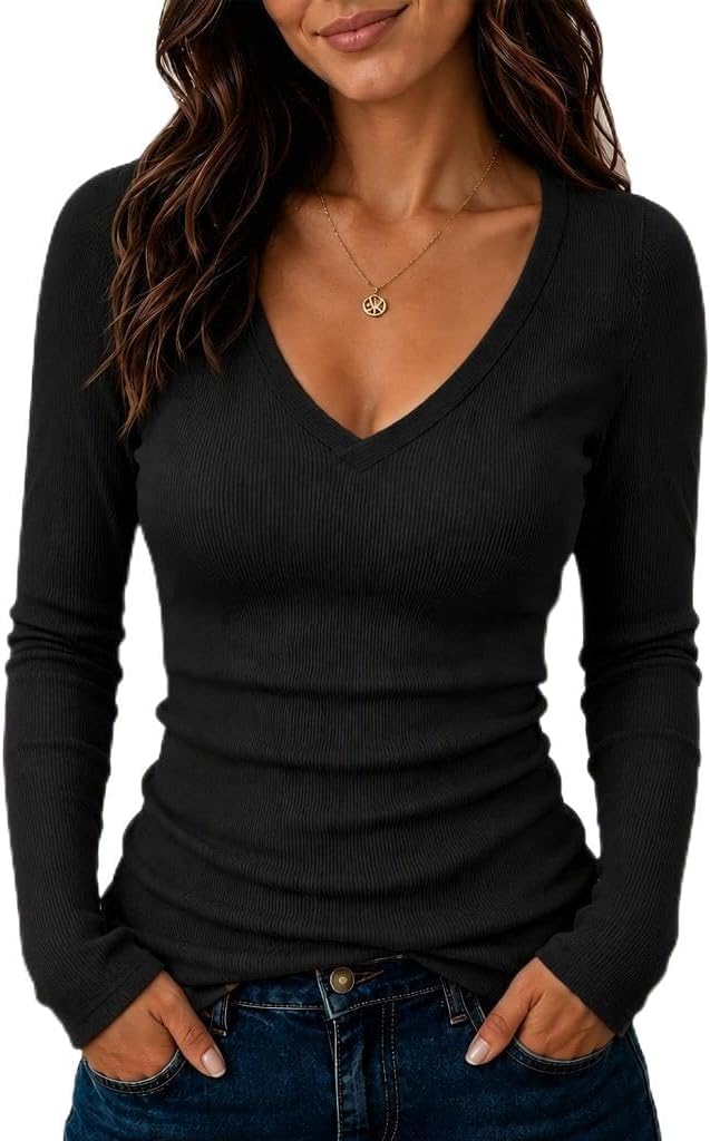 iGENJUN Women Long Sleeve V