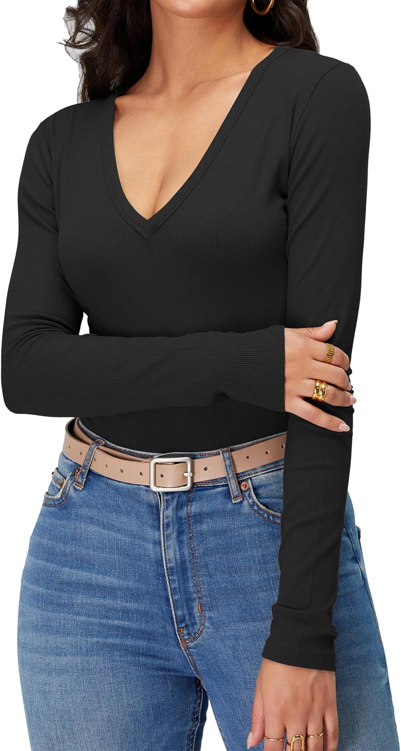 iGENJUN Women Long Sleeve V