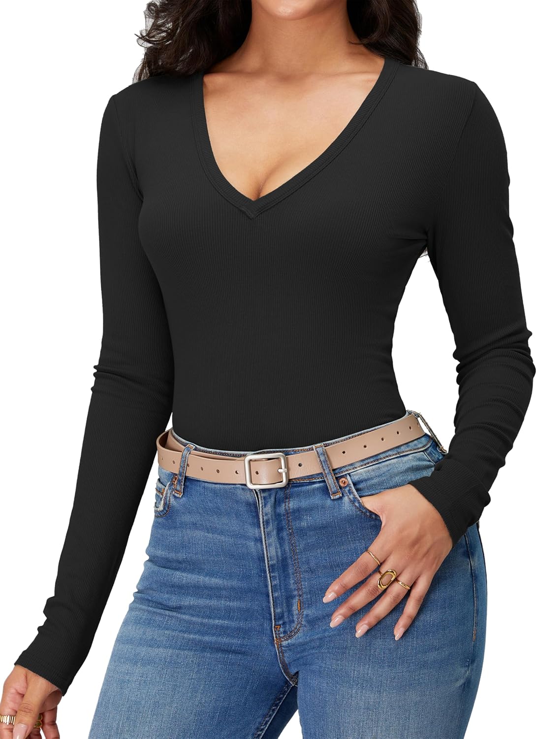 iGENJUN Women Long Sleeve V