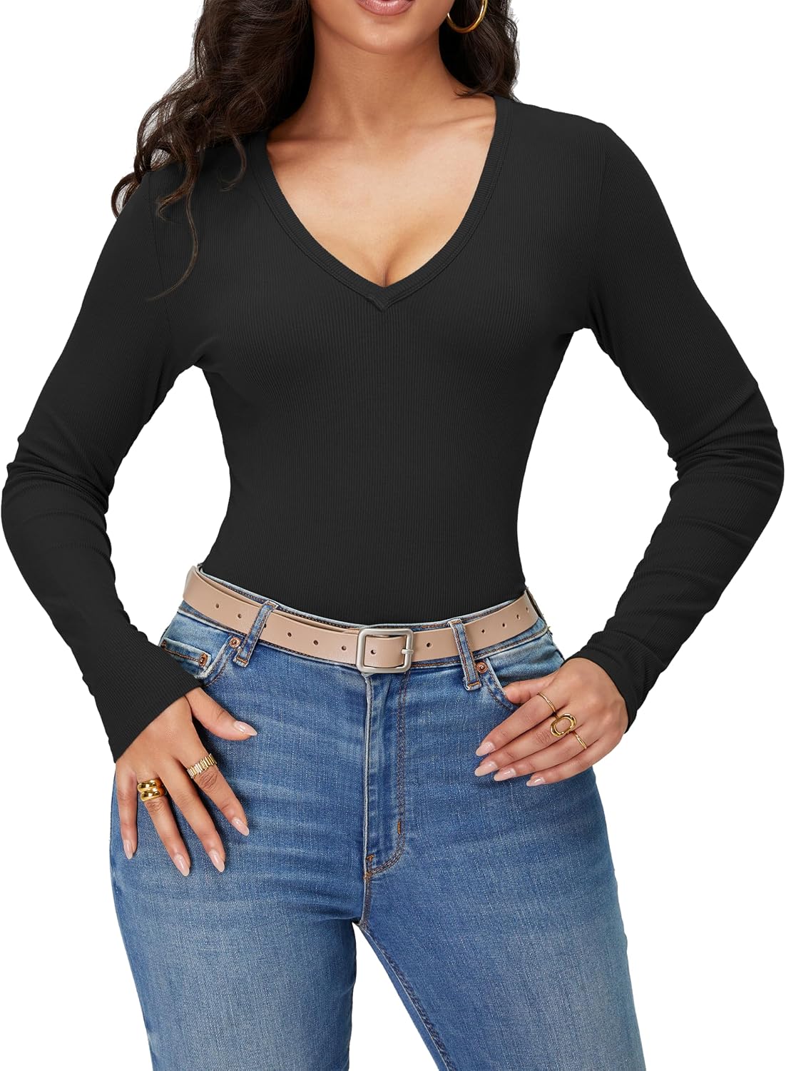 iGENJUN Women Long Sleeve V