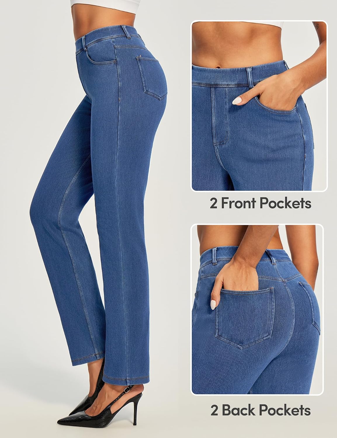Stretchy Straight Leg Jeans