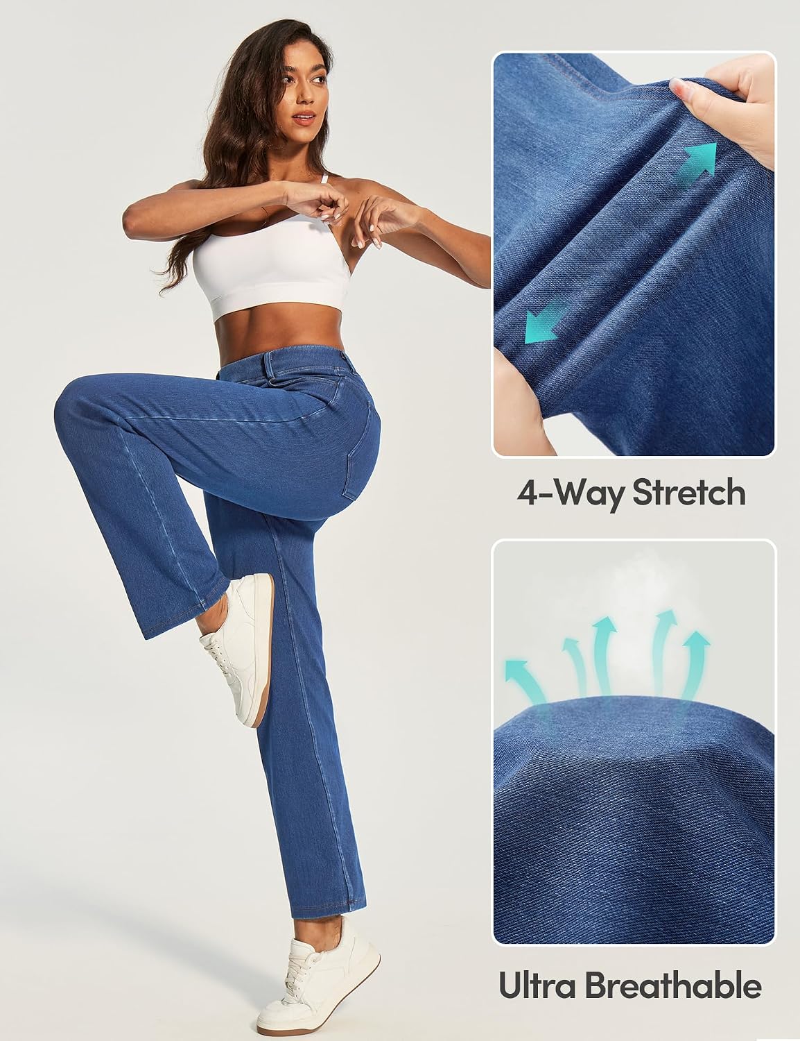 Stretchy Straight Leg Jeans