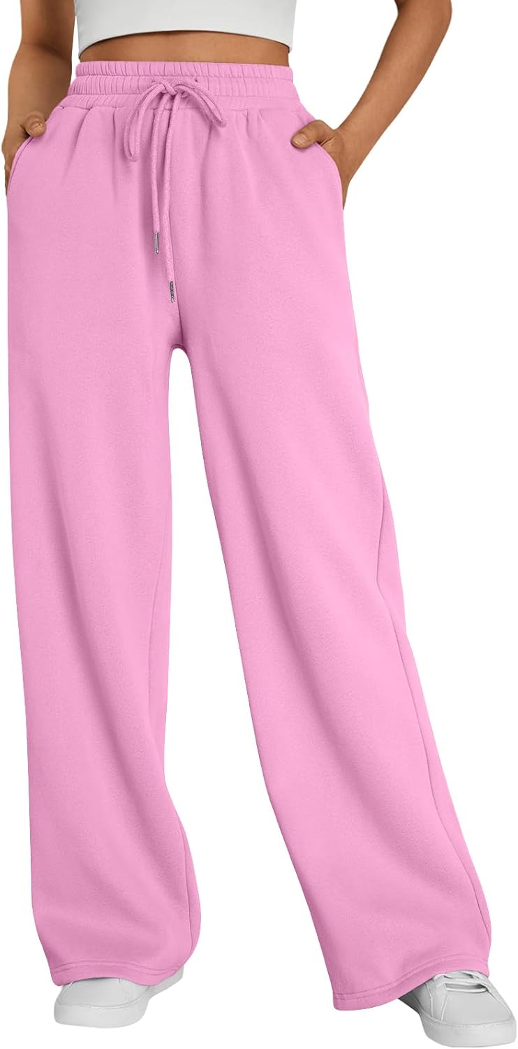 Trendy Queen Womens Wide Leg Fleece Lined Sweatpants