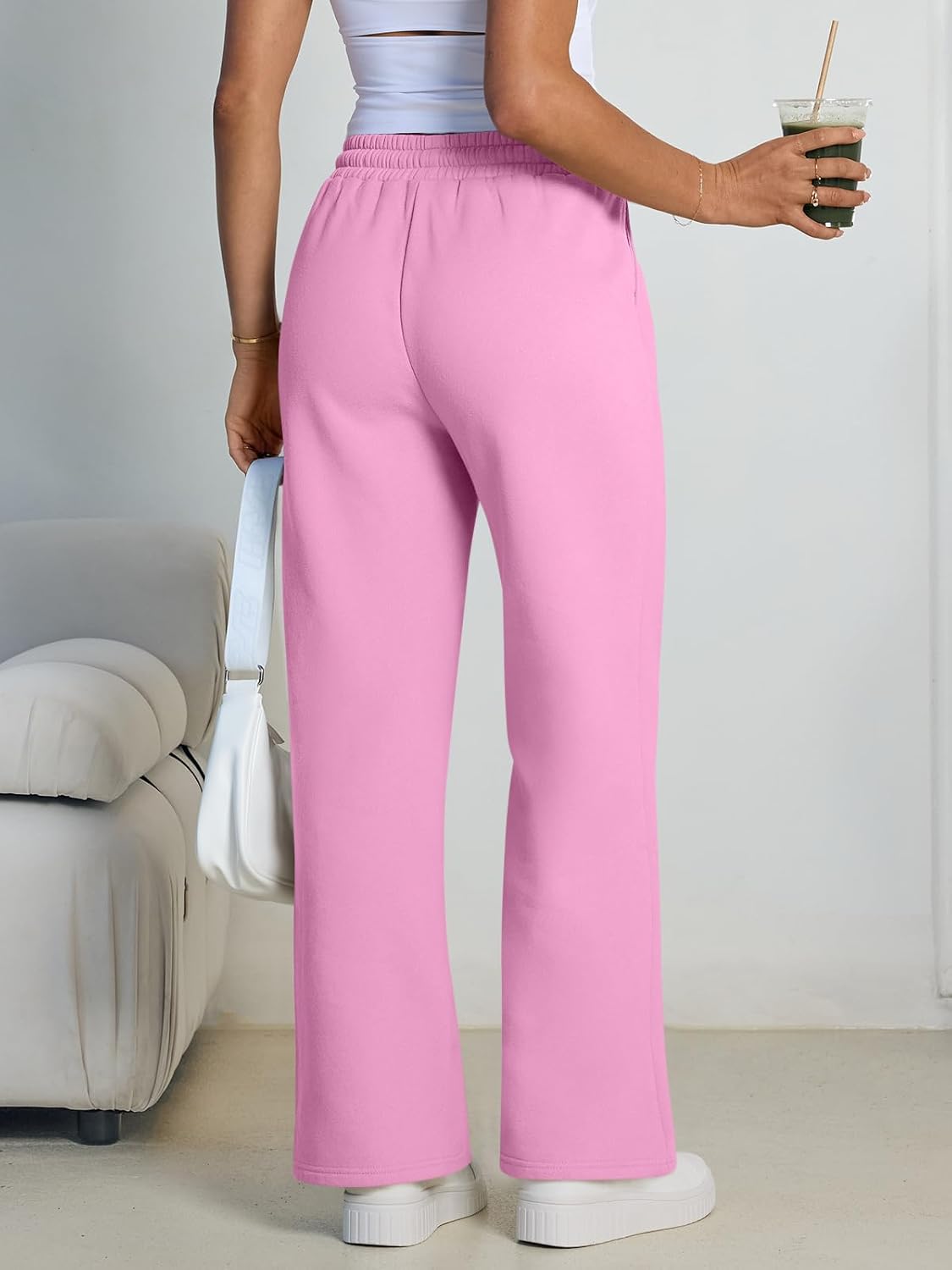 Trendy Queen Womens Wide Leg Fleece Lined Sweatpants - Image 4