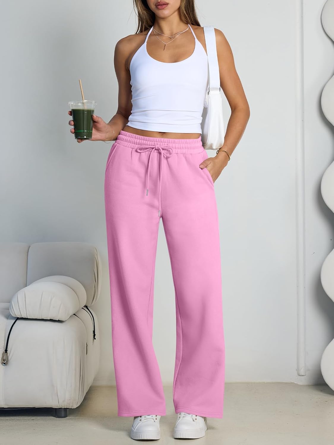 Trendy Queen Womens Wide Leg Fleece Lined Sweatpants - Image 6